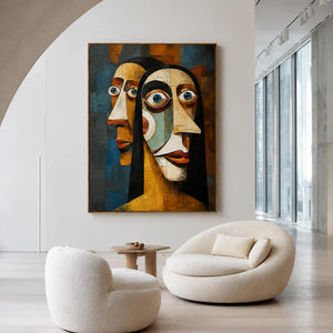 Three Faces Cubist Wall Art styled interior scene 4 | OILDECO