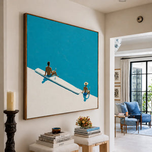 Poolside Pause Minimal Wall Art styled interior scene 1 | OILDECO