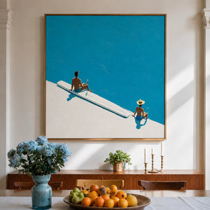 Poolside Pause Minimal Wall Art styled interior scene 2 | OILDECO