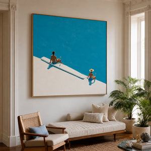 Poolside Pause Minimal Wall Art styled interior scene 3 | OILDECO