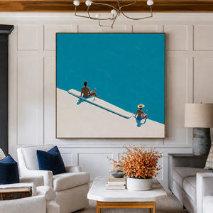Poolside Pause Minimal Wall Art styled interior scene 5 | OILDECO