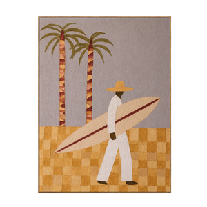 Palm Walk Surfer Wall Art | OILDECO