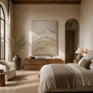 Quiet Ridge Textured Wall Art styled in a modern living room | Oildeco