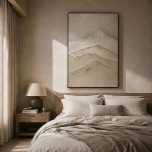 Quiet Ridge Textured Wall Art displayed above a sofa in a neutral interior | Oildeco