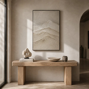 Quiet Ridge Textured Wall Art shown in a calm bedroom setting | Oildeco
