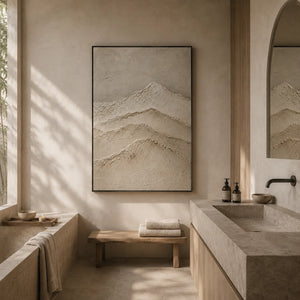 Quiet Ridge Textured Wall Art styled in a contemporary entryway | Oildeco