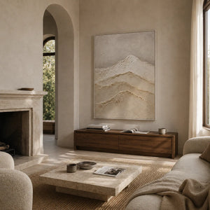 Quiet Ridge Textured Wall Art styled with minimal interior decor | Oildeco