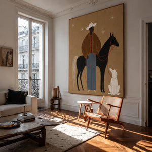 Desert Rider and Hound Wall Art styled interior scene 1 | OILDECO