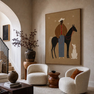 Desert Rider and Hound Wall Art styled interior scene 2 | OILDECO