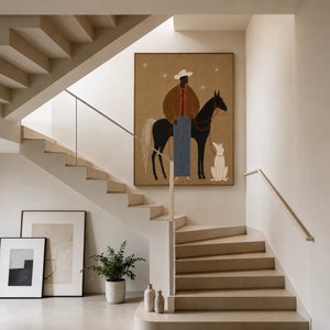 Desert Rider and Hound Wall Art styled interior scene 3 | OILDECO