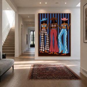 Three Cowgirls Western Wall Art styled interior scene 2 | OILDECO