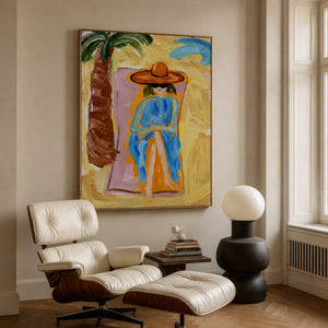 Sunlit Cowgirl Portrait Wall Art styled interior scene 5 | OILDECO