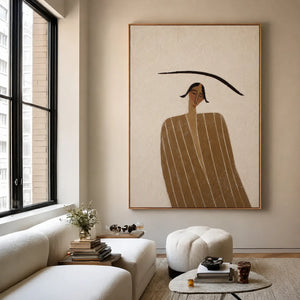 Quiet Striped Figure Wall Art styled interior scene 2 | OILDECO
