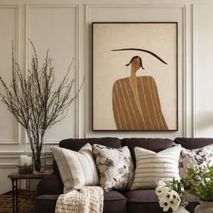 Quiet Striped Figure Wall Art styled interior scene 3 | OILDECO