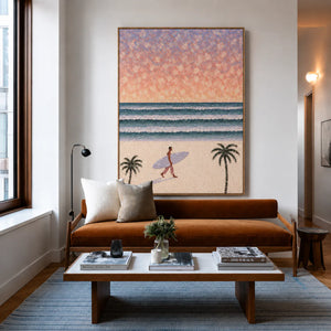 Pastel Surf Horizon Wall Art styled interior scene 1 | OILDECO