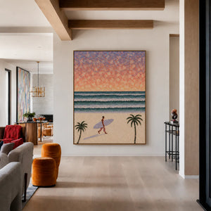 Pastel Surf Horizon Wall Art styled interior scene 4 | OILDECO