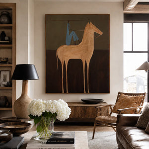 Horse and Rider Minimal Wall Art styled interior scene 2 | OILDECO