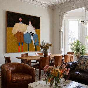 Two Friends Color Block Wall Art styled interior scene 1 | OILDECO