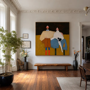 Two Friends Color Block Wall Art styled interior scene 2 | OILDECO