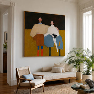 Two Friends Color Block Wall Art styled interior scene 3 | OILDECO