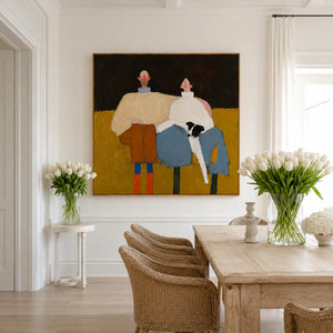 Two Friends Color Block Wall Art styled interior scene 4 | OILDECO
