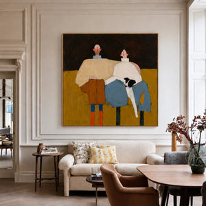 Two Friends Color Block Wall Art styled interior scene 5 | OILDECO