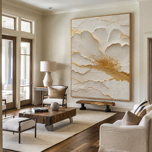 Ivory Bloom Relief Wall Art styled interior scene 2 | OILDECO