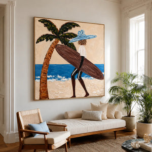 Blue Hat Surfer Wall Art styled interior scene 1 | OILDECO