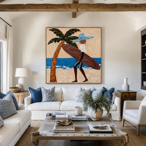 Blue Hat Surfer Wall Art styled interior scene 2 | OILDECO