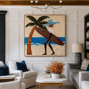 Blue Hat Surfer Wall Art styled interior scene 3 | OILDECO
