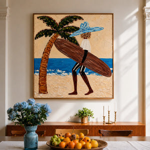 Blue Hat Surfer Wall Art styled interior scene 5 | OILDECO