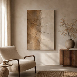 Earth Line Textured Wall Art styled in a modern living room | Oildeco