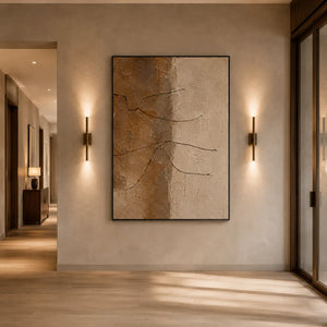 Earth Line Textured Wall Art displayed in a bright dining room | Oildeco