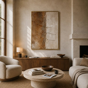 Earth Line Textured Wall Art shown in a quiet home office | Oildeco
