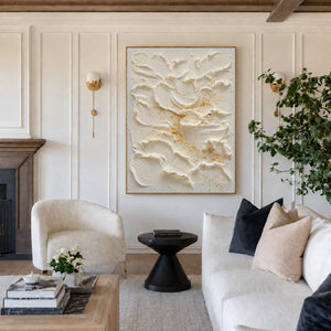 Ivory Petal Texture Wall Art styled interior scene 1 | OILDECO