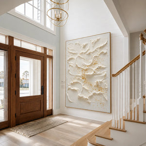 Ivory Petal Texture Wall Art styled interior scene 3 | OILDECO