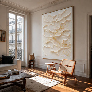 Ivory Petal Texture Wall Art styled interior scene 4 | OILDECO