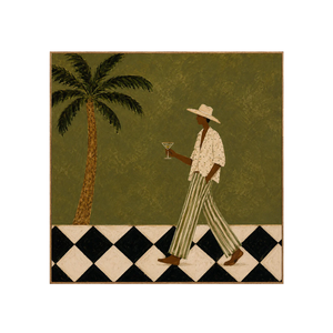 Palm Stroll and Checkered Floor Wall Art | OILDECO