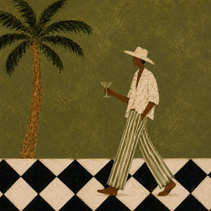 Palm Stroll and Checkered Floor Wall Art artwork view | OILDECO