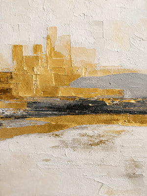 Ochre Skyline Textured Abstract Wall Art artwork view | OILDECO