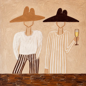 Two Figures in Wide-Brim Hats Wall Art artwork view | OILDECO