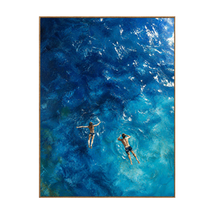 Two Swimmers in Deep Blue Water Wall Art | OILDECO