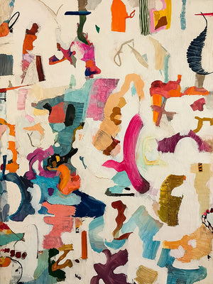 Colorful Gestures on Cream Abstract Wall Art artwork view | OILDECO