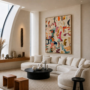 Colorful Gestures on Cream Abstract Wall Art styled interior scene 2 | OILDECO