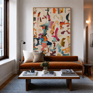 Colorful Gestures on Cream Abstract Wall Art styled interior scene 3 | OILDECO