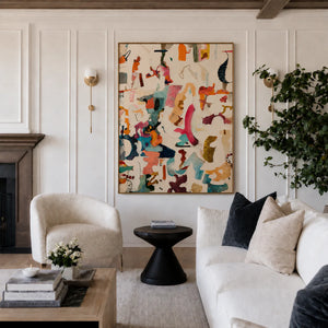 Colorful Gestures on Cream Abstract Wall Art styled interior scene 4 | OILDECO
