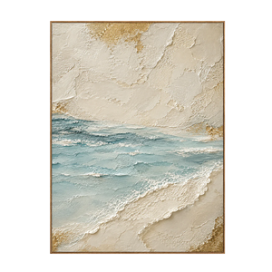 Aqua Tide and Golden Sand Textured Wall Art | OILDECO