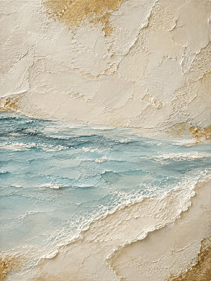 Aqua Tide and Golden Sand Textured Wall Art artwork view | OILDECO