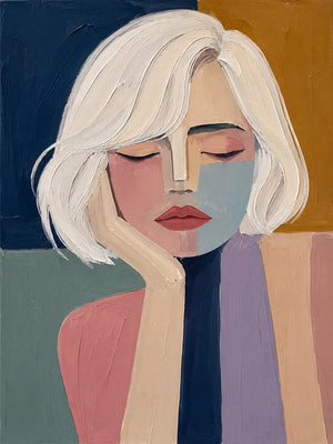 Original artwork view of Blonde Reverie Portrait Wall Art | Oildeco