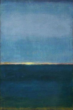Blue Stillness with a Golden Horizon Wall Art artwork view | OILDECO